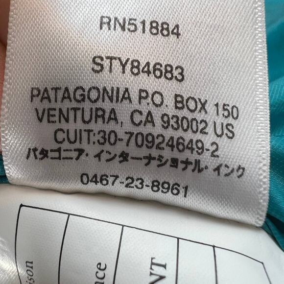 PATAGONIA Blue Pink Green Long Sleeve Zip Front Down Sweater Puffer Jacket XS - Picture 6 of 8